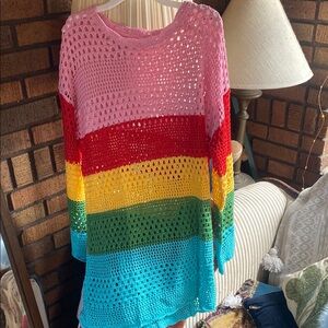 Colorful Striped Crochet Sweater